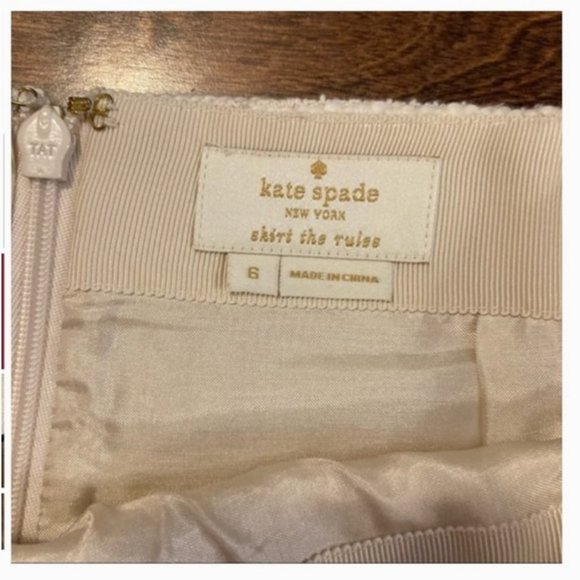 Kate Spade sand dune rambling roses Scallop Tweed cream Skirt size 6 nwot - Picture 4 of 7